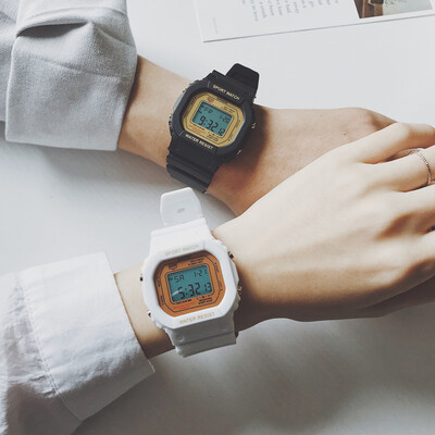 

Ins Wind Electronic Watch for Sports Students of Men&Women Recreational Multifunctional Square Nightlight Waterproof Couple