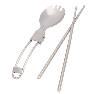 

Outdoor Camping Camping Cookware Chopsticks Folding Spoon 2in1