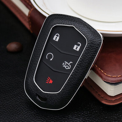 

Top Layer Leather Car Key Case Keychain for Cadillac SRX XTS CTS ATS ATS- Car Key Cover Shell Car Accessorie