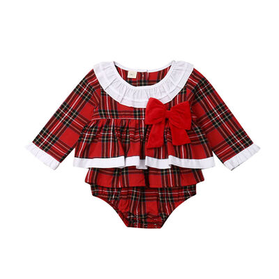 

Xmas Toddler Baby Girl Christmas Romper Dress Bodysuit Plaid Outfit Clothes