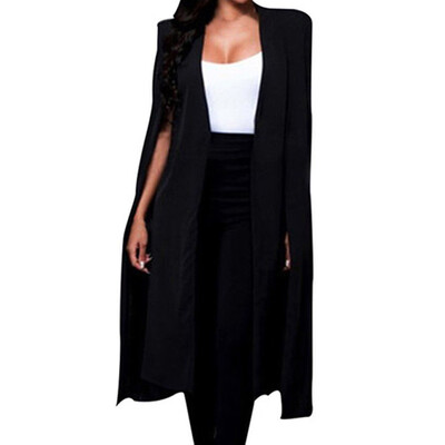 

Toponeto Women Loose Long Cloak Blazer Coat Cape Cardigan Jacket Trench Outwear BKL