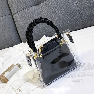 

Tailored Fashion Lady Transparent Jelly Wild Woven Portable Messenger Bag Shoulder Bag