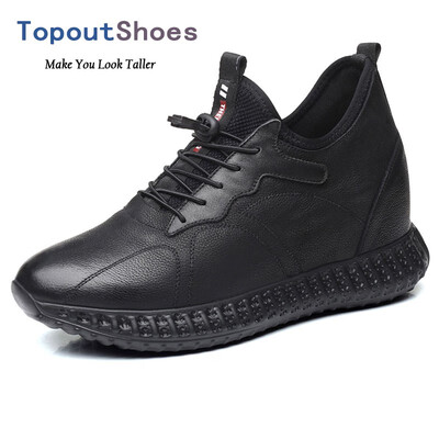 

4Inch Elevator Casual Shoes Men Height Increasing Shoes Slip On Hidden Heel Lift Leather Walking Shoes Boost Your Taller 10cm