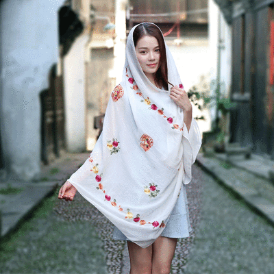 

Spring&autumn new national wind cashew flower cotton&linen scarf embroidery shawl retro embroidered silk scarf female travel shawl