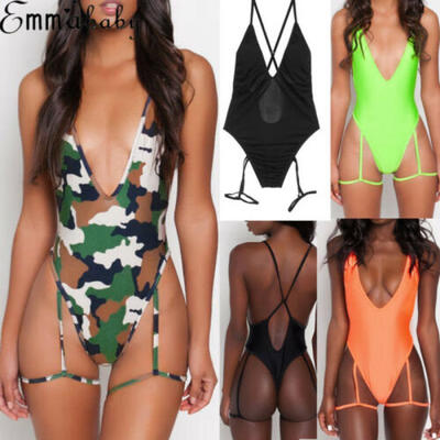 

Damen Monokini One Piece Push Up BH Bikini Bademode Padded Swimsuit Badeanzug DE
