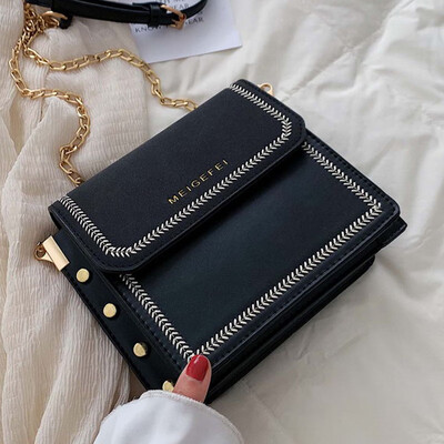 

Foreign style bag women 2019 new Joker chain matte shoulder bag fashion chain slung small square bag