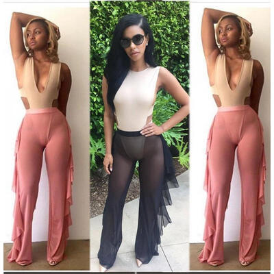 

Women Bathing Suit Mesh Bikini Cover up Swimwear Long Pants Trousers Beachwear