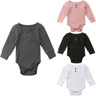 

0-24M Infant Baby Girl Boy Clothes Basic Long Sleeve Cotton Romper Bodysuit Sets