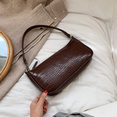 

Minority design European&American personality retro crocodile embossed single shoulder bag 2019 new fashion handbag
