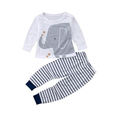 

Cotton Newborn Toddler Baby Boys Elephant Tops Pants Outfits Set Clothes 0-24M