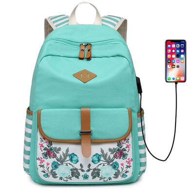 

Canvas Middle School Student Bag Backpack Marsol Casual Computer Bag Ms Backpack USB Charging Beach Travel Bag Outdoor