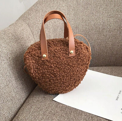 

2019 New Style Fashion Hot Cute Big Eye Plush Heart Shape Handbag Cross Body Furry Purse Lolita Heart Zipper Bags