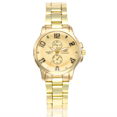 

Womens two-eye alloy steel belt watch fashion casual stone