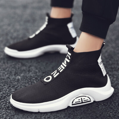 

Summer high shoes mens sports&leisure socks tide shoes breathable Martin boots shoes Korean version of the trend Gaobang mens shoes