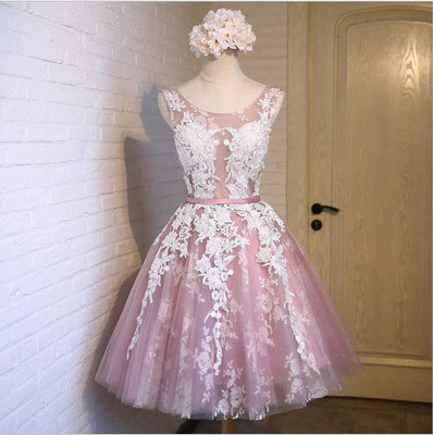 

Short Prom Dress 2018 Elegant Ball Gown Dusty Pink Light Blue Ball Gown Formal Party Dress Evening Gowns