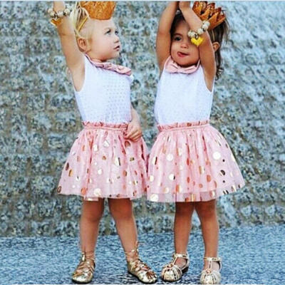 

Sweet Toddler Kid Baby Girl Sleeveless Sequin Dot Tulle Tutu Party Dress Clothes