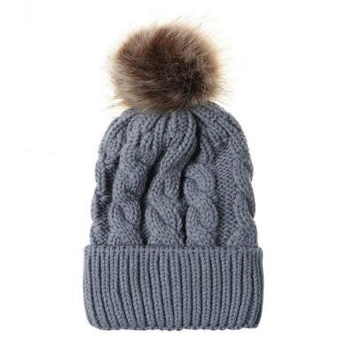 

New Hot Women Winter Racoon Fur Pom Pom Big Ball Knit Beanie Cap Bobble Hat