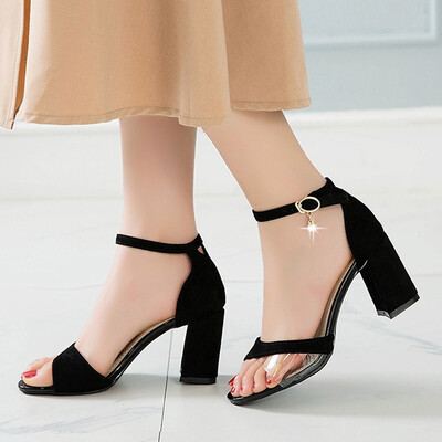 

Rose Fashion Women Summer Pumps High Heel Sandals Casual Bucket Peep Toe Sandals