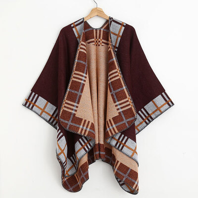 

Female seaside tourism autumn&winter new frame plaid scarf summer air-conditioned room cloak dual-use wild shawl cloak