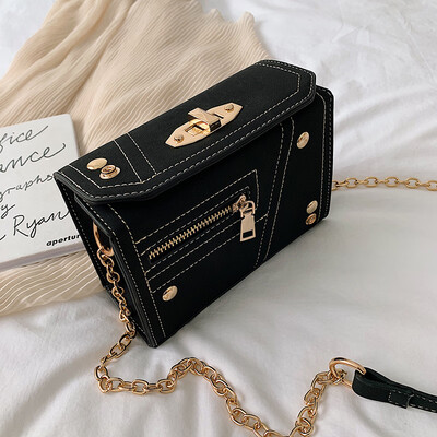 

Retro ins leisure bag chic sanding chain small square bag new model 2019100 lap single shoulder slanted female bag