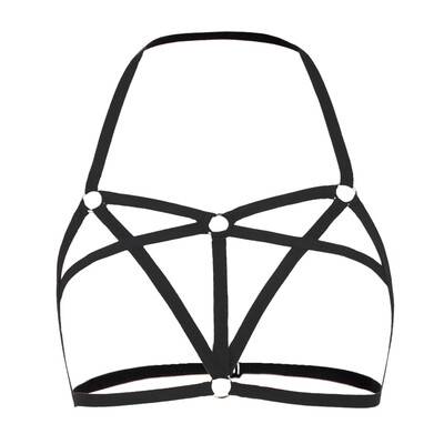

Toponeto Alluring Women Cage Bra Elastic Cage Bra Strappy Hollow Out Bra Bustier