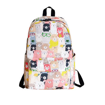 

Cartoon Print Travel Backpacks Women School Bags Preppy Large Knapsack