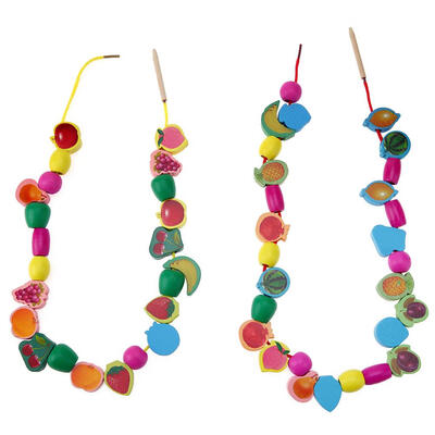 

60pcslot Fruit Pattern Wooden Toys Kids Stringing Threading Beads Toy