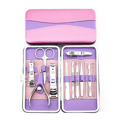 

12pcs Complete Manicure Set Pedicure Nail Clippers Scissors Grooming Kit