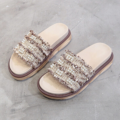 

Slipper female summer wearing muffin thick bottom drag students a word drag Korean version of the beach bear cool drag