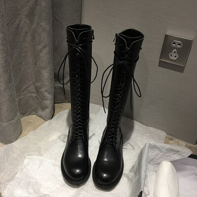

But the knee-long boots the womens rough&fall the Korean-style thin-tie&knee-boot high-barrel chivalier boots