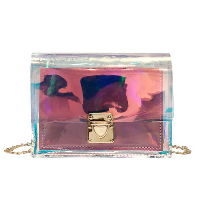

Women Shoulder Bag Fashion Laser Transparent Crossbody Bags Messenger Shoulder Beach Bag 2019 New Design Shoulder Bags RN