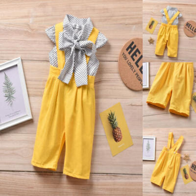 

Baby Girls Boys Kids 2PCS Standing Collar Polka-dot Top Bib Pants Outfit
