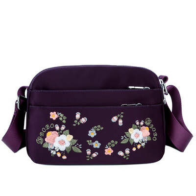 

Embroidery single shoulder bag sport small bag middle-aged mother bag light leisure small cloth bag Oxford cloth bag