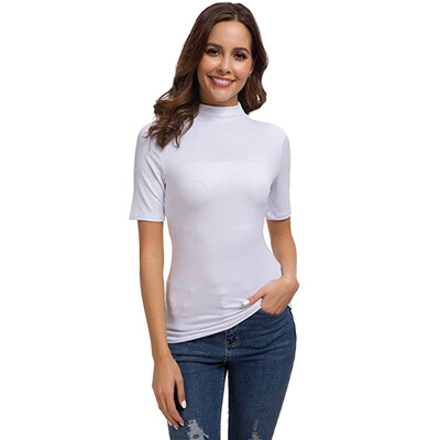 

Nomeni Womens Summer Short Sleeve Letter Turtleneck Tops Tee Shirt Top Blouse