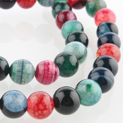 

Natural Gemstone Agate Round Bead Strands Dyed Mixed Color 8mm Hole 1mm about 49pcsstrand 1496