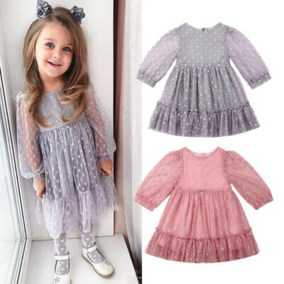 

Princess Kids Baby Girls Party Pageant Tull Tutu Polka Dots Gown Dress Clothes
