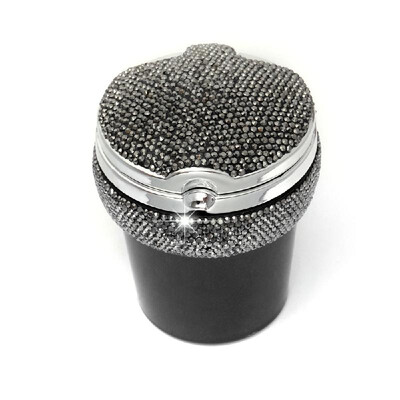

Bling Car Ashtray Crystal Diamond Portable Smokeless Stand Cylinder Cup Holder with Cool Blue Led Light Indicator