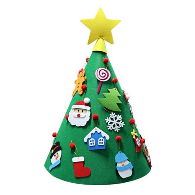 

New Hot Handmade Felt Christmas Tree Set With Glitter Coated Ornaments Christmas Decorations DIY Christmas Tree For Kids