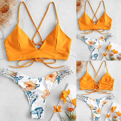 

Saidsome WWomens Bikini Cut Flower Two Piece Swimsuit Pushups Swimwear Beachwear