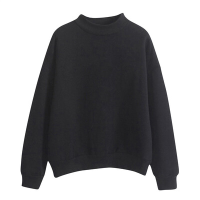 

Toponeto Women O-Neck Solid Color Turtleneck Long Sleeve Plus Velvet Sweatshirt