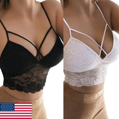 

Women Bandage Lace Strappy Bralette Halter Bustier Vest Crop Top Bra Lingerie