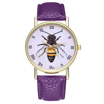 

Hardworking bee Drop shipping New Womens Fashion Geneva Roman Faux Leather Analog Quartz Wrist Watch Montre Femme Relogio