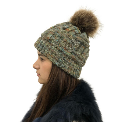 

Tailored Women Stitching Outdoor Faux Fur Ball Hats Crochet Knit Multicolor Beanie Cap