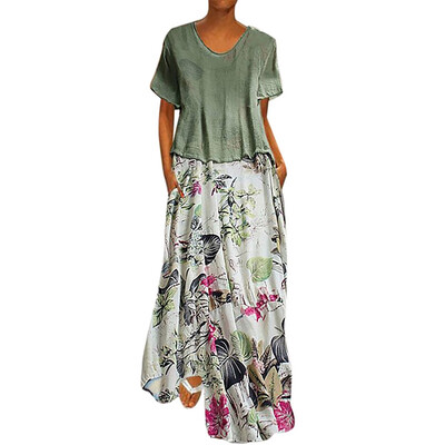 

Summer womens casual print dress two-piece