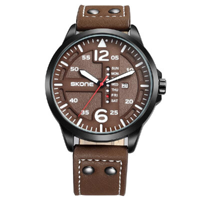 

SKONE Fashion Casual Quartz Watch 3ATM Water-resistant Watch Luminous Wristwatch Male Relogio Musculino Calendar Week