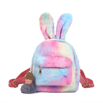 

Rabbit Ear Furry Backpack Strange Small Shoulder Furry Womens Backpack Autumn&Winter Ugly&Lovely Womens Backpack