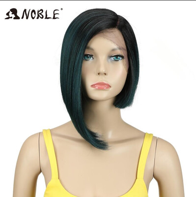 

Noble Wigs For Black Women Straight Synthetic Lace Front Hair 12" Ombre 3 Color Lace Front Wig Cosplay Blonde Lace Front Wig