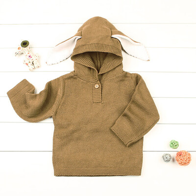 

Newborn Infant Baby Boys Girls Cartoon Ear Knitted Hooded Tops Sweater Outfits