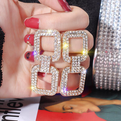 

Fashion New Zinc Alloy Hyperbole Square Women Dangle Earrings Americans Exaggerated Geometric Earrings Simple Long Eardrop