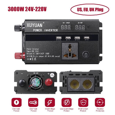 

Car Inverter 3000W 4000W 5000W 12V24V 110220V DC to AC Power Inverter Dual Led Display Modified Sine Wave Power Voltage Transfor